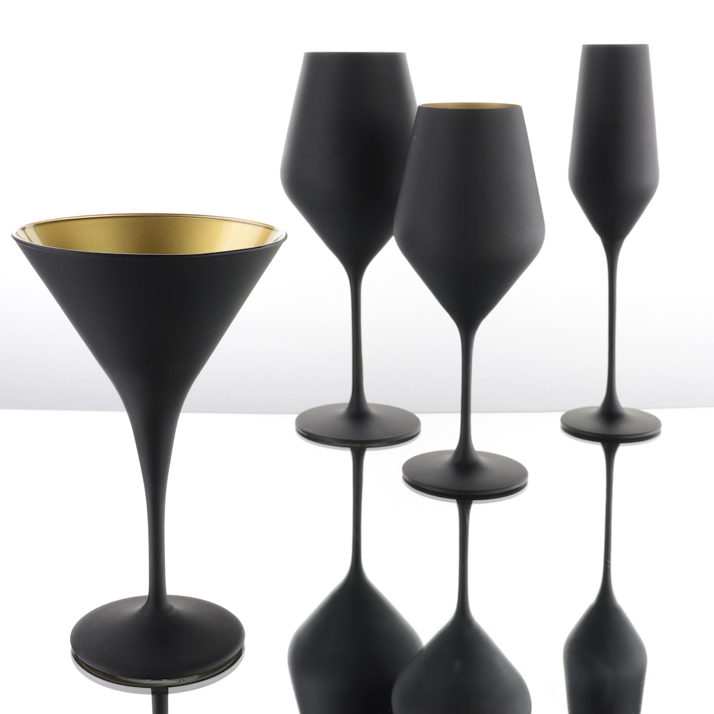WEISSESTAL Calici vino nero satinato Velvet Gold Black set 6 pezzi
