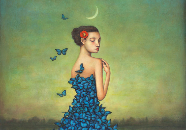 Salvadori Arte tela dipinta a mano Serenità in blu cm 100 x 70