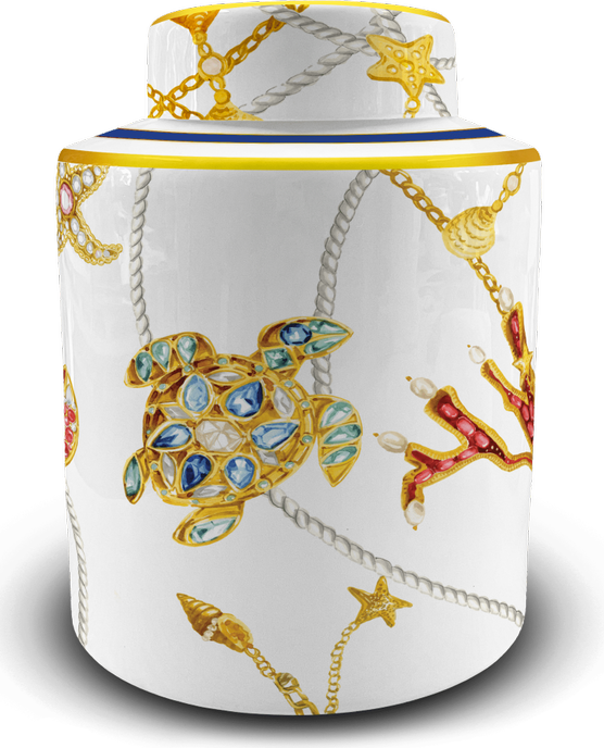 Baci Milano Potiche vaso elegante in porcellana “Portofino” h 23