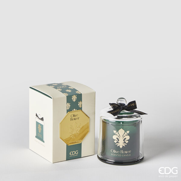 EDG – Candela Profumata GOLDLILY H 13 con cupola vetro Enzo De Gasperi olive flower